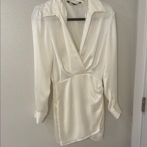 ZARA long sleeve white dress